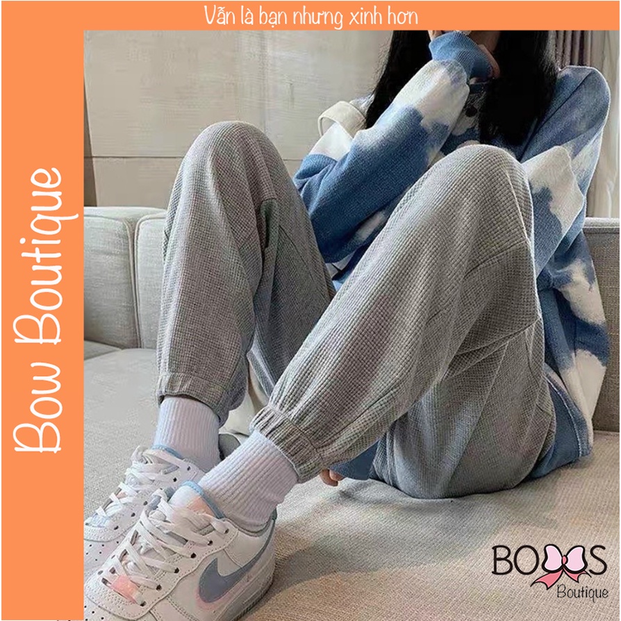 Quần Jogger Nữ Chất Nỉ Tổ Ong Dáng Rộng Siêu Xinh