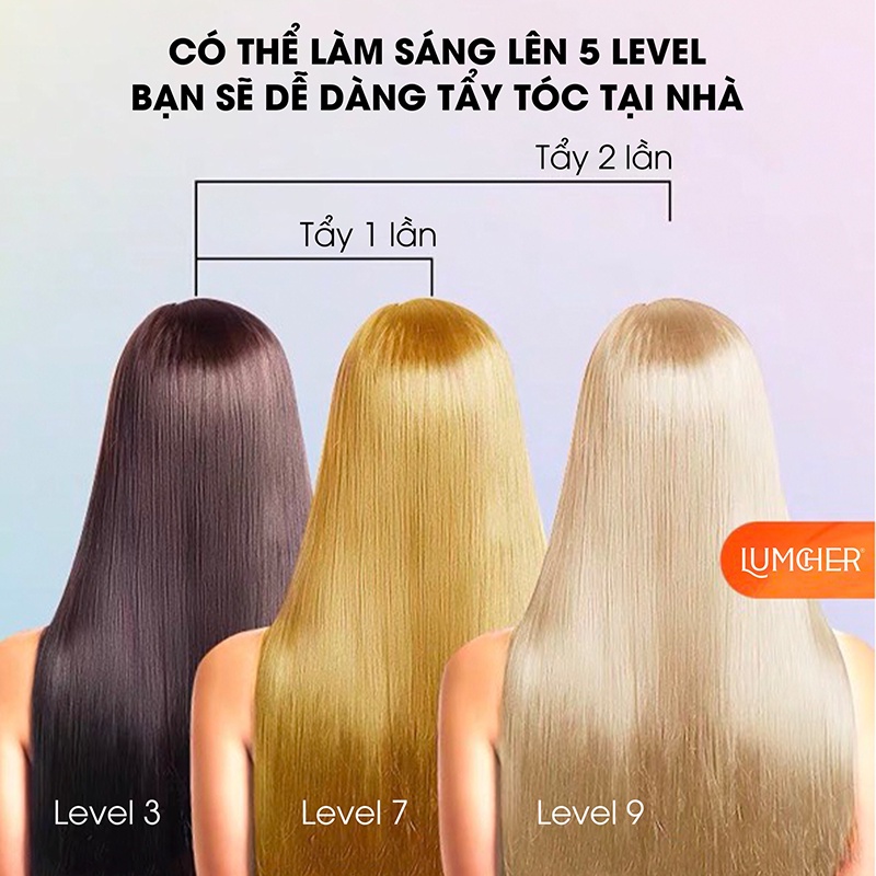 Thuốc tẩy tóc BLONDE hương bạc hà. Bột tẩy tóc không xót tại nhà chính hãng LUMCHER tặng kèm chổi nhuộm, khay, bạt...
