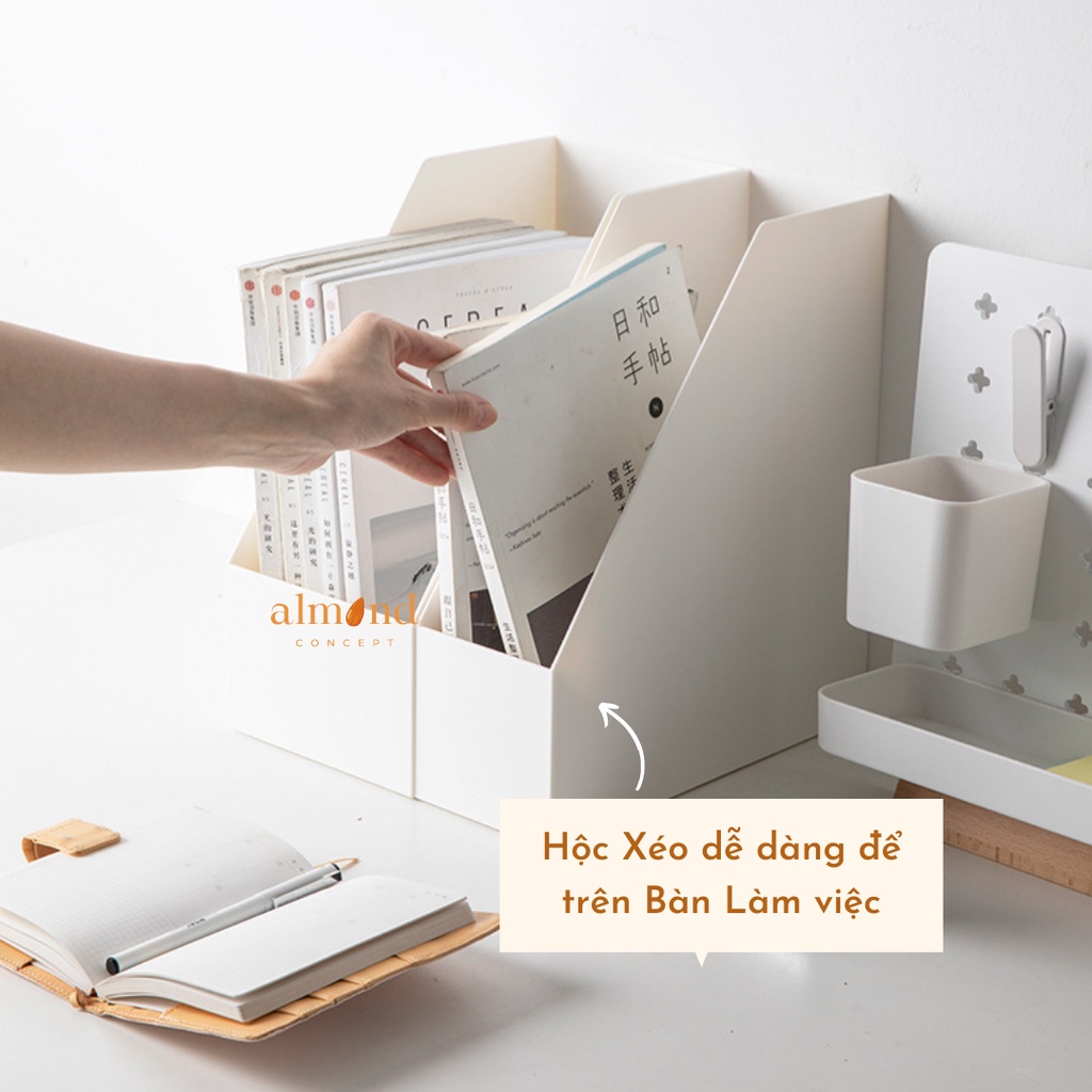 Hộp Ngăn Đựng Tài Liệu Nhựa Siêu Cứng Để Bàn, Sách Giấy, Sách Vở Văn Phòng, Lưu Trữ Văn Phòng Phẩm, Phong Cách Nhật Bản