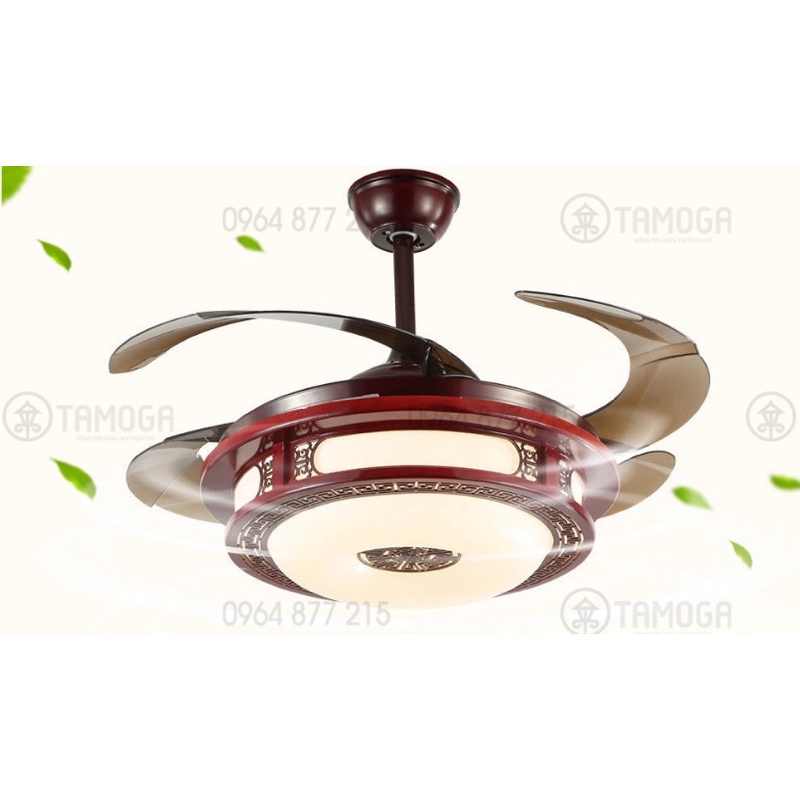 Quạt có đèn, quạt cánh gỗ trang trí phòng khách HAPOVA TACOR 8026 + Tặng kèm khiển