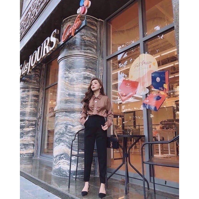 ⚡️ VẢI DÀY CAO CẤP ⚡️ Quần baggy hàn dành cho nữ Cạp Cao cúc giữa ống đứng dáng tây công sở đi làm dự tiệt học sinh