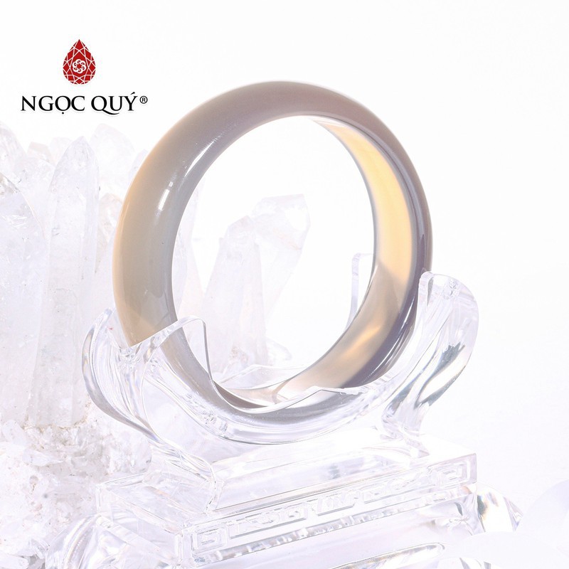 Vòng tay liền khối đá mã não lông chuột agate mệnh thủy , kim - Ngọc Quý