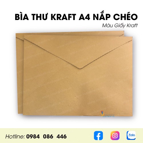 1 CÁI BAO THƯ KRAFT VIỆT NẮP CHÉO 25x35 CM (A4) CÓ SẴN