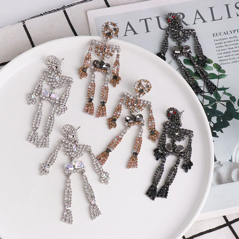 Youyo Bông Tai Hình Đầu Lâu Đính Kim Cương Giả Sáng Tạo Cho Nữ Gi