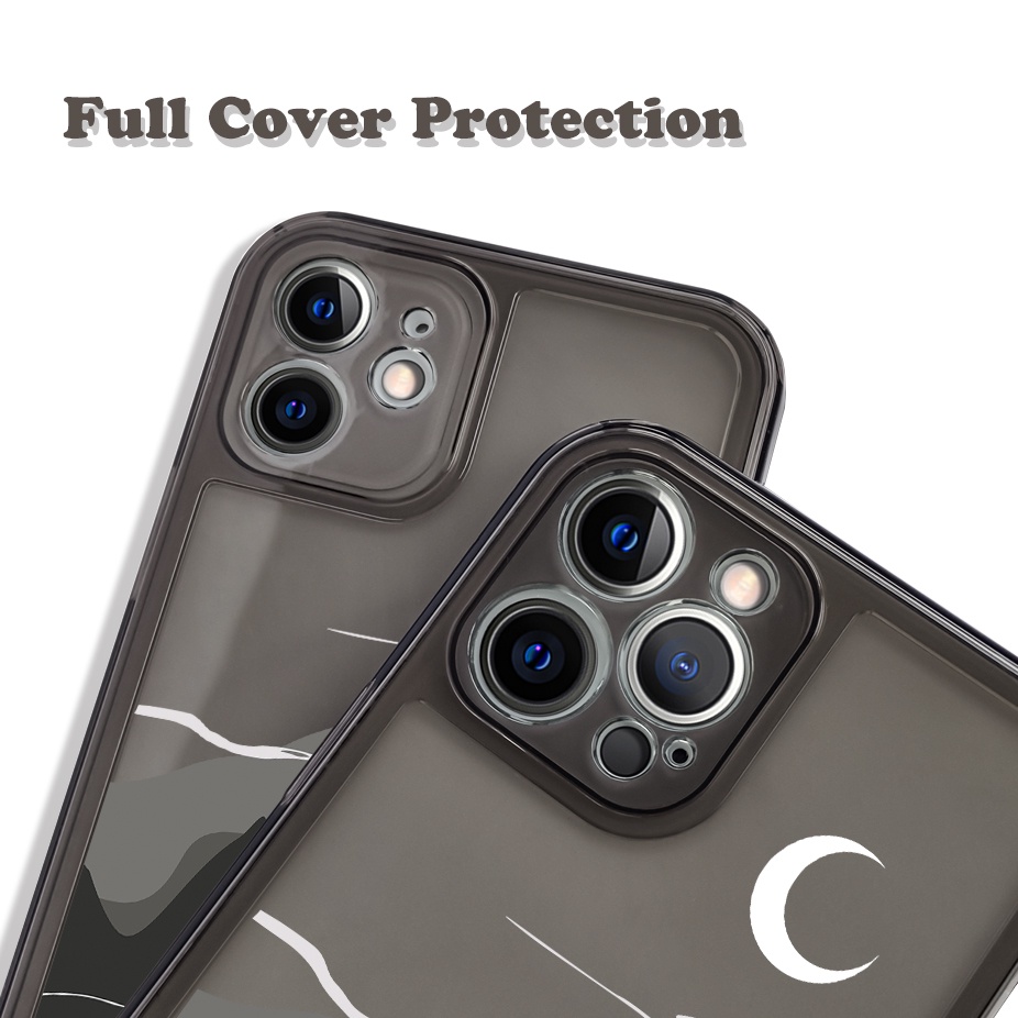 Ốp Điện Thoại Mềm Trong Suốt In Hình Núi Và Mặt Trăng Cho iPhone 11 Pro 13 mini 12 14 Pro Max SE3 6S 7 8 Plus X XS Max XR