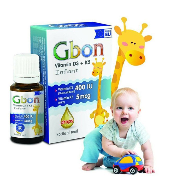 Vitamin D3 K2 GBON – Giúp hấp thụ Canxi, giảm vặn mình quấy khóc, giúp phát triển xương răng cho bé (10ml)