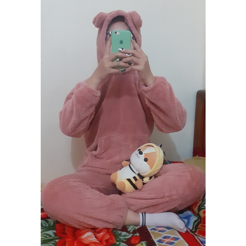 BỘ HOODIE LÔNG CỪU DÀY DẶN MŨ TAI GẤU CUTE STORE 1977