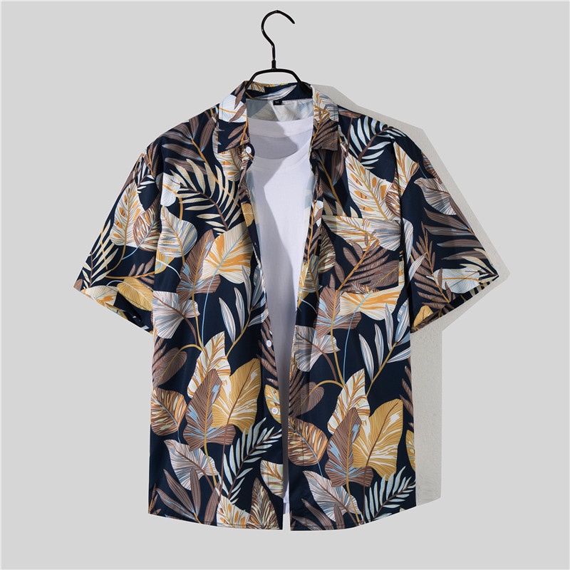 Set đồ đi biển in họa tiết phong cách Hawaii thời trang cho nam