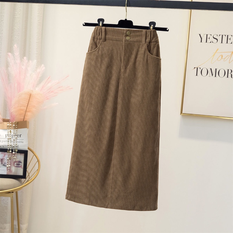Chân váy COZOK vải nhung kẻ lưng cao dáng ôm xinh xắn cho nữ