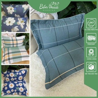Đôi vỏ gối, áo gối Cotton 100% [Giảm 15k mua 2 đôi], có lót bông, size 50x70cm vừa ruôt cỡ 45x65cm (2 chiếc)