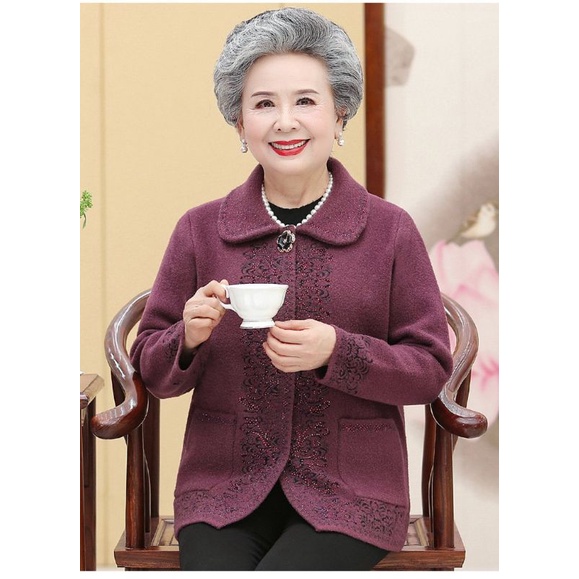 Áo Khoác Trung Niên Cổ Bẻ Cúc Bấm