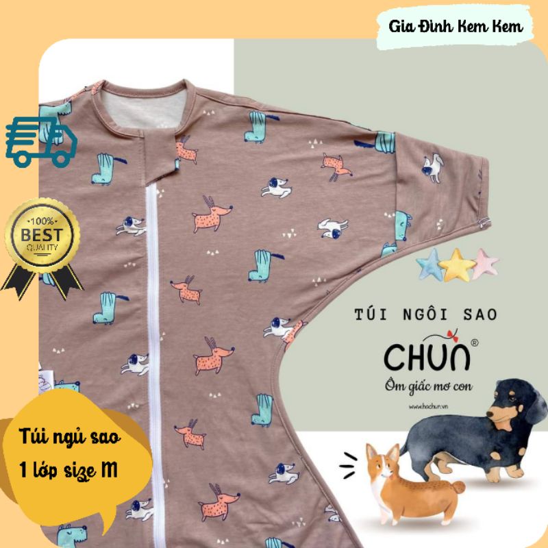 Túi ngủ 1 lớp ngôi sao chính hãng Chũn Cocoon size M cho bé từ 1-3 tuổi