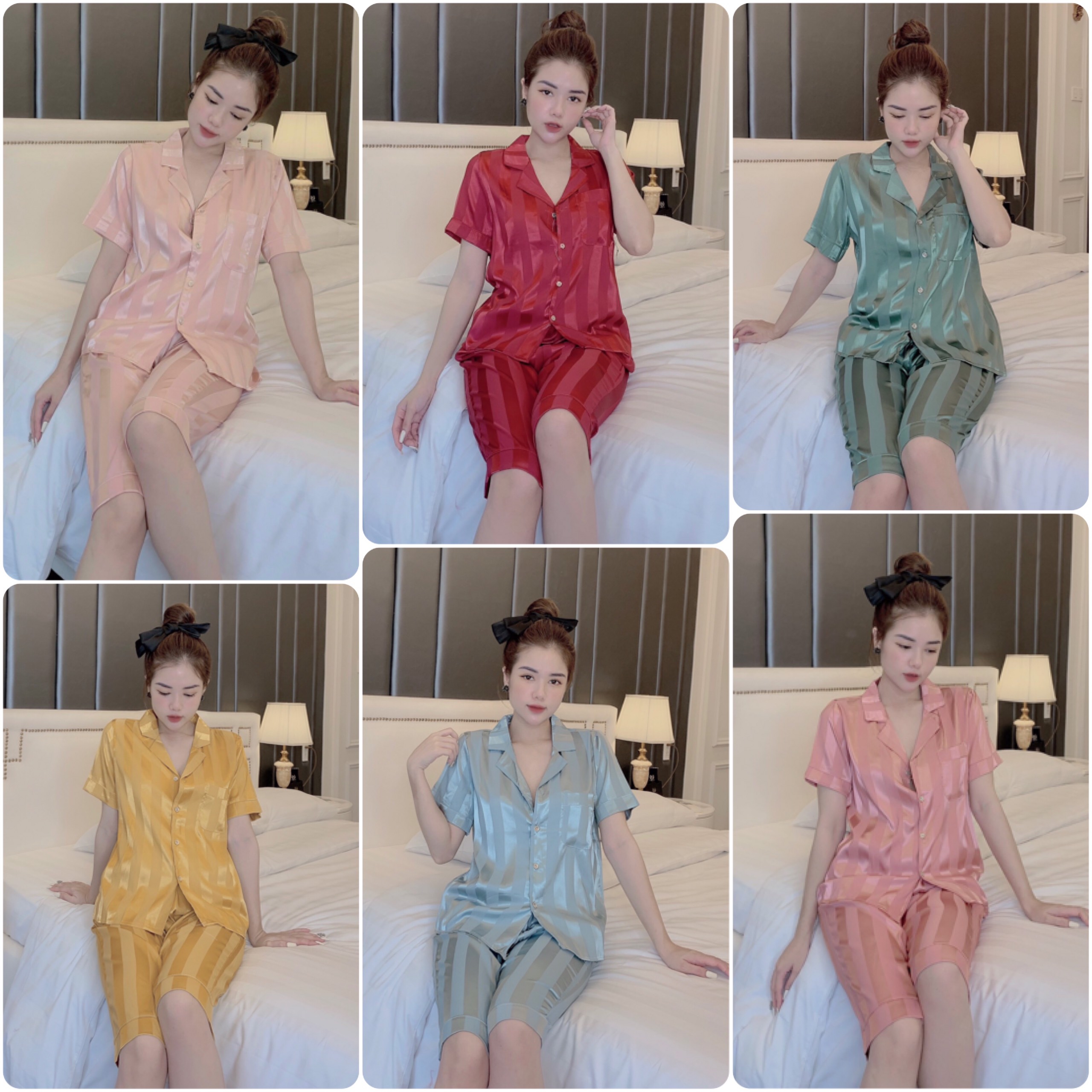 [Mã FATHANG5 giảm 10K đơn 50K] FREESHIP🌸Đồ Ngủ💖Đồ Bộ Pijama Lụa Gấm Áo Cộc-Quần Lửng 🌸Chất Liệu Gấm Tơ Mát Lạnh | BigBuy360 - bigbuy360.vn