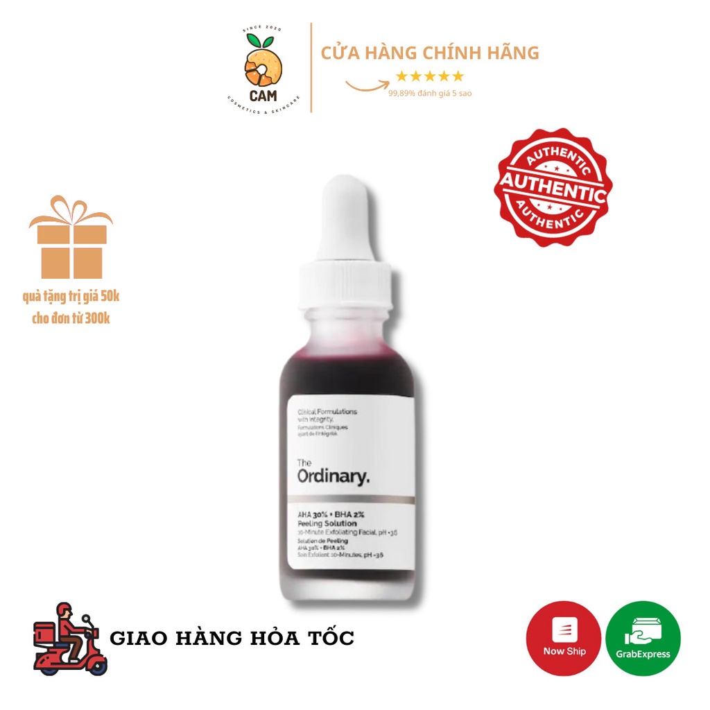 [Bill USA] Tinh chất tẩy da chết The Ordinary AHA 30%+BHA 2% Exfoliating Peeling Solution 30ML