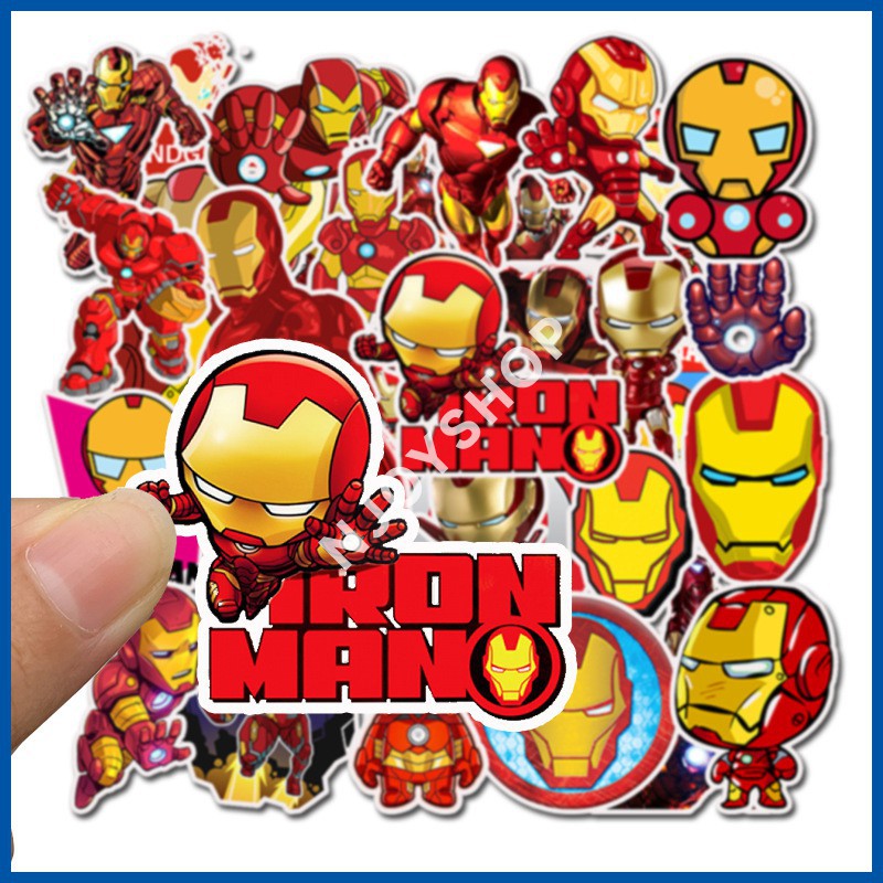 [FREESHIP 40K] SET 35 MIẾNG STICKER DÁN IRONMAN CHỐNG NƯỚC DÁN NÓN BẢO HIỂM, LAPTOP, VALI, TỦ, BÀN HỌC, XE MÁY