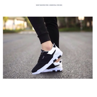Giày Thể Thao Nam Sneakers Đen Đế Trắng