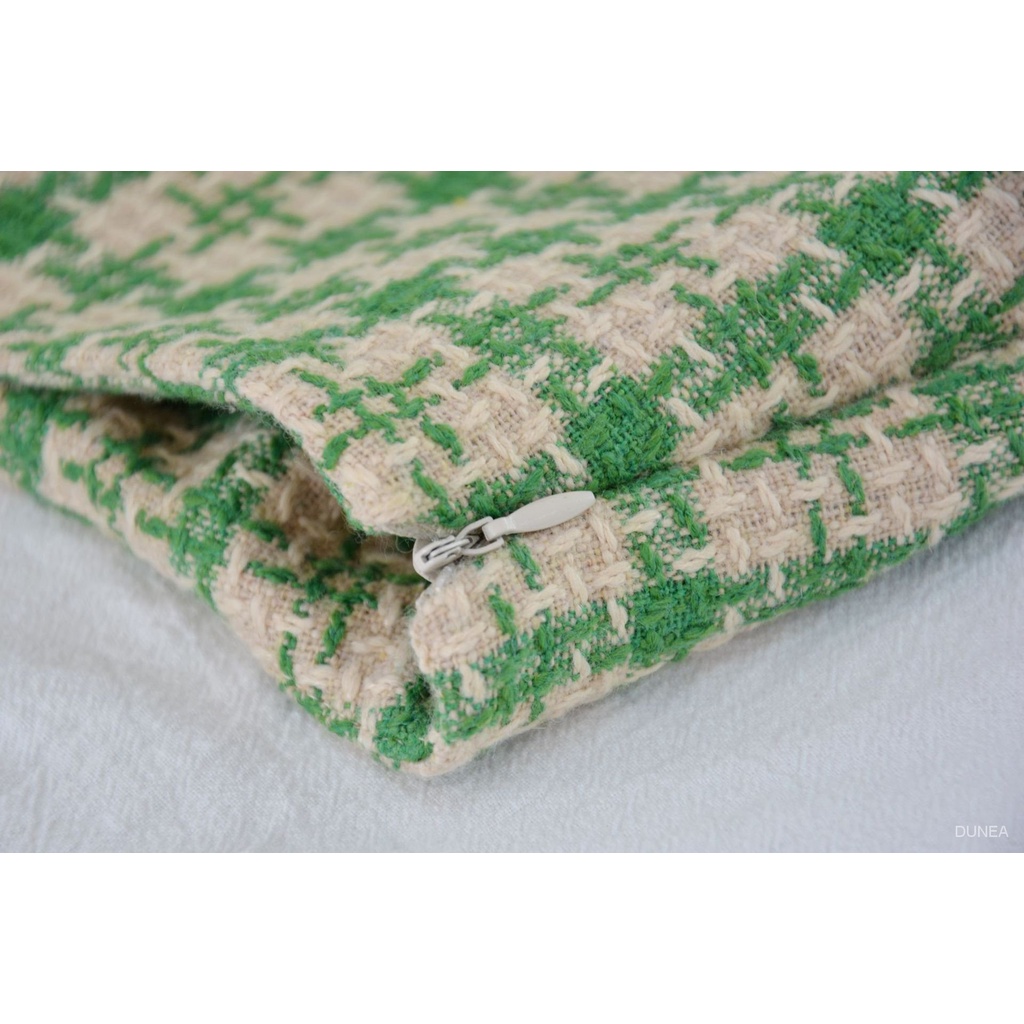 DUNEA Chân Váy Len Dáng Chữ A Lưng Cao Họa Tiết Sọc Caro Phong Cách Trẻ Trung