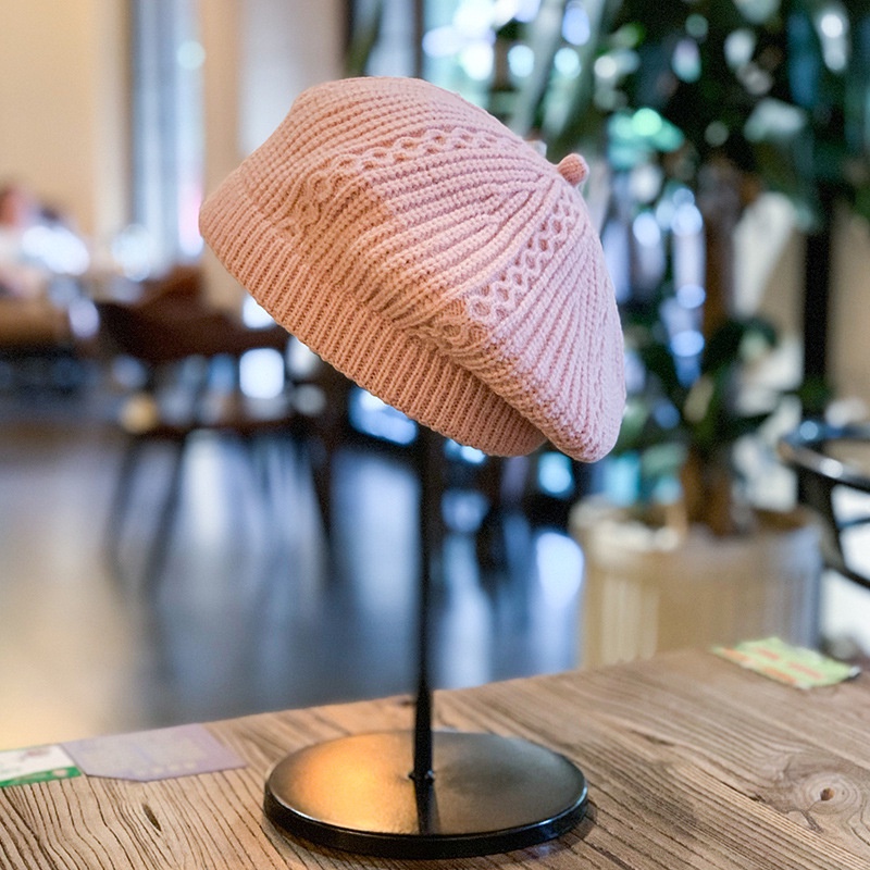 Nón beret len dệt kim thời trang thu đông cho trẻ em