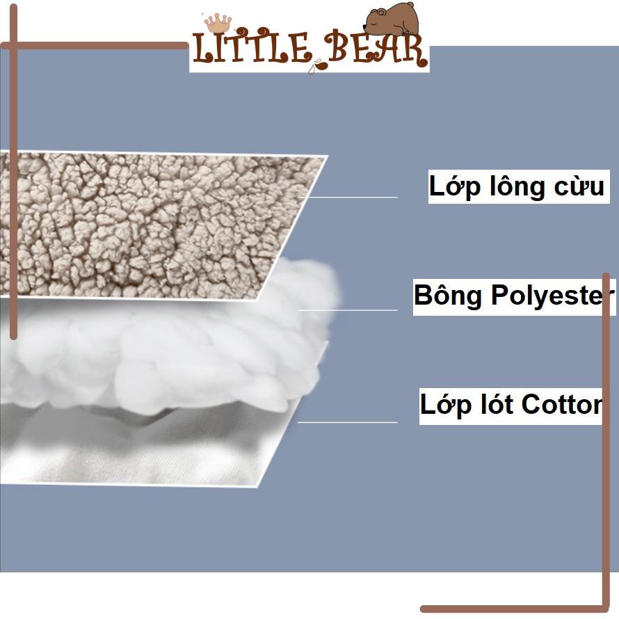 Chăn ủ lông cừu liên thân trần bông cho bé mùa đông cao cấp - Little Bear