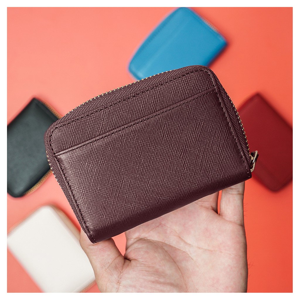 VÍ KHÓA KÉO Nhỏ Gọn Tiện Lợi Mini ZIP Da Saffiano Nhập Khẩu Cao Cấp Chống Thấm Nước Nam Nữ | BigBuy360 - bigbuy360.vn