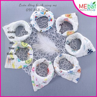 Khăn yếm xô tam giác 6 lớp có cúc bấm cho bé trai/bé gái