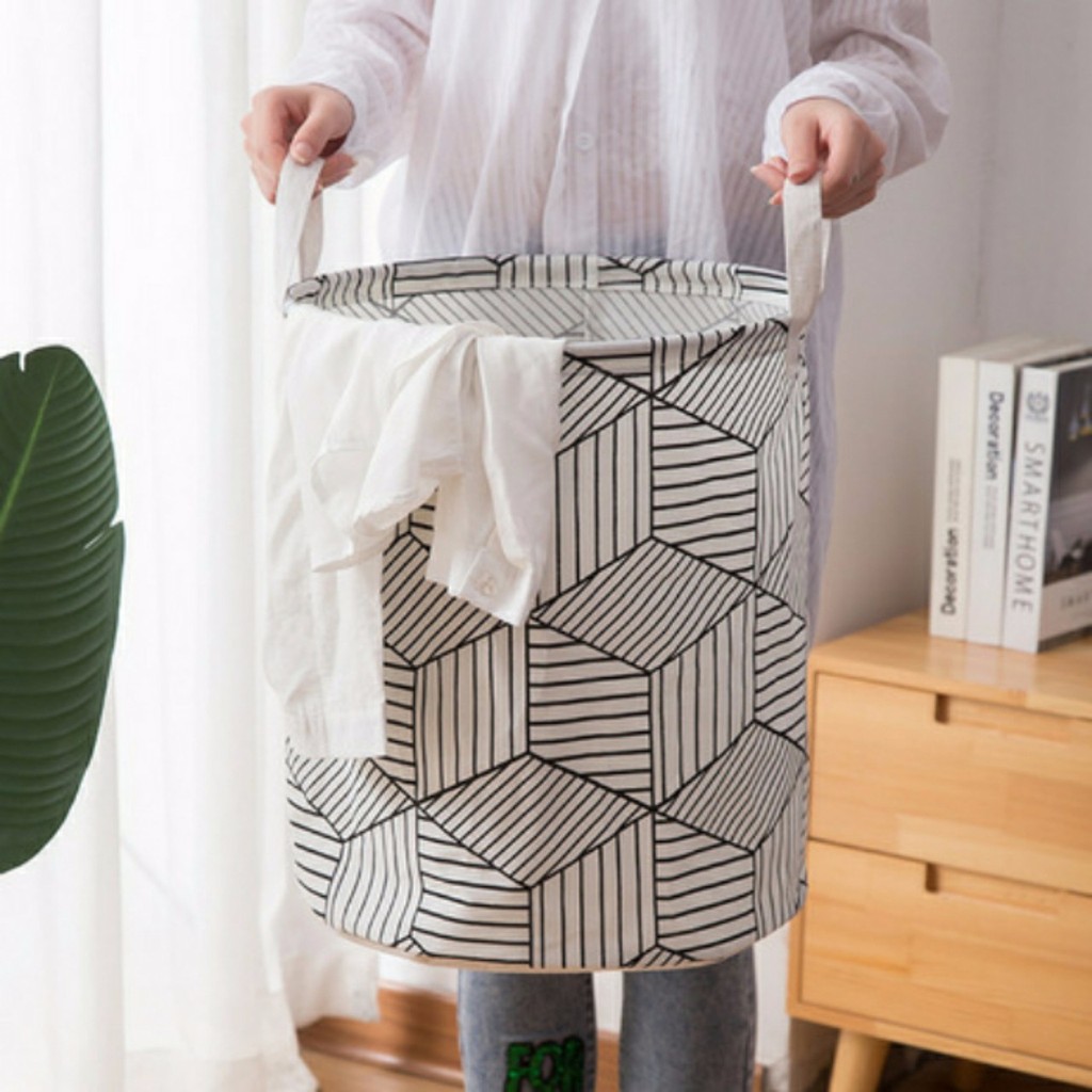 Giỏ vải Oxford đựng đồ giặt có thể gấp gọn (size 41x35cm)