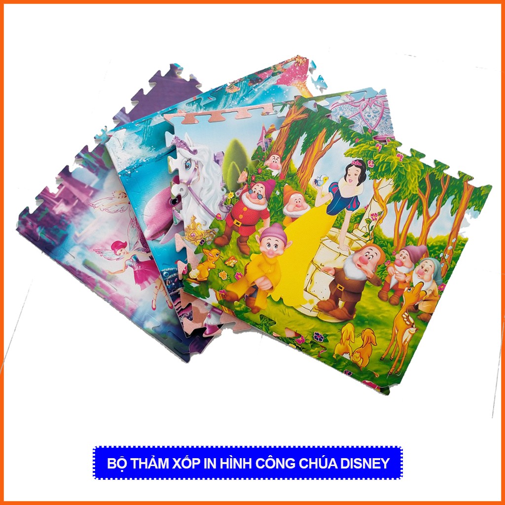 Thảm chơi cho bé hình Công chúa Disney (bộ 4 tấm)- Kích thước mỗi tấm 60x60x1cm- Hàng Việt Nam- Mẹ Tròn Store
