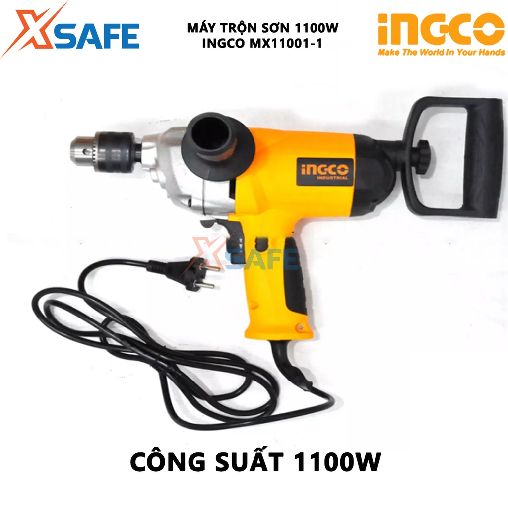 Máy trộn sơn INGCO MX11001-1 Không kèm cần trộn sơn, nhông hộp số nhôm hợp kim, kèm theo đầu khoan 13mm