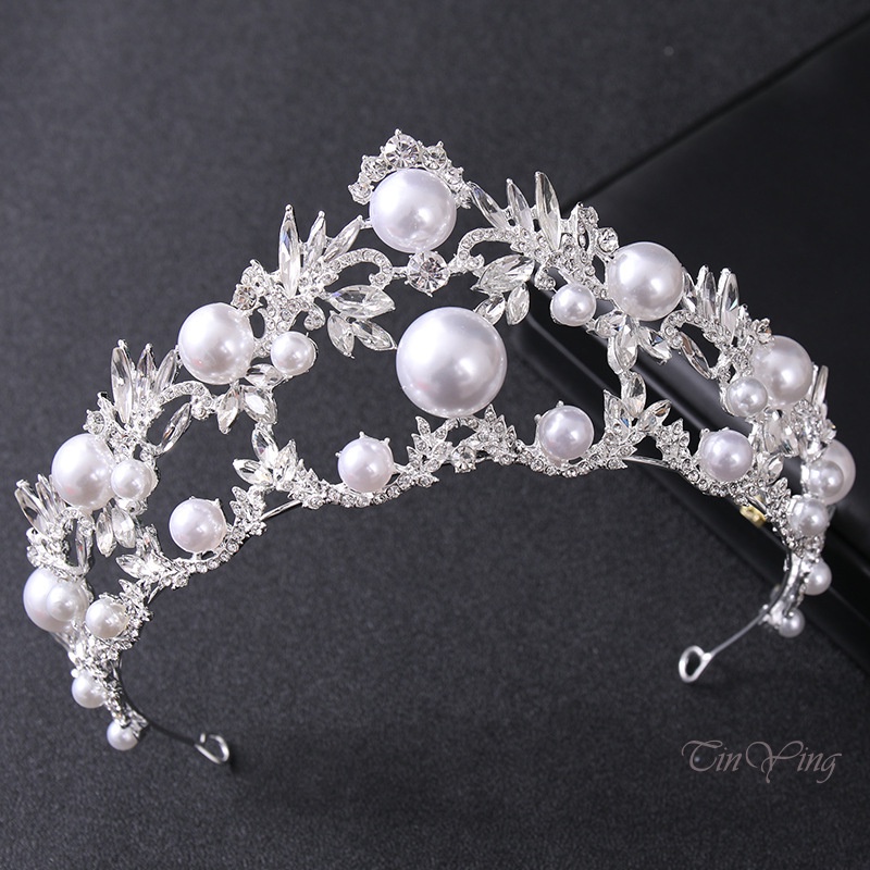 GETNOIVAS Vương Miện Đội Đầu Đính Ngọc Trai Sang Trọng Cổ Điển Cho Cô Dâu