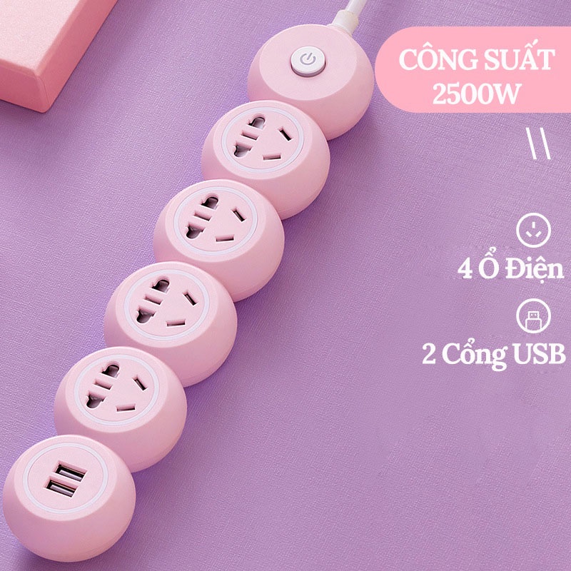 Ổ Cắm Điện Thông Minh Đa Năng Chống Giật, Tích Hợp 2 Cổng Cắm Sạc USB Tiện Lợi Hình CON SÂU VERSION 5 - Gia Dụng Tý Tẹo