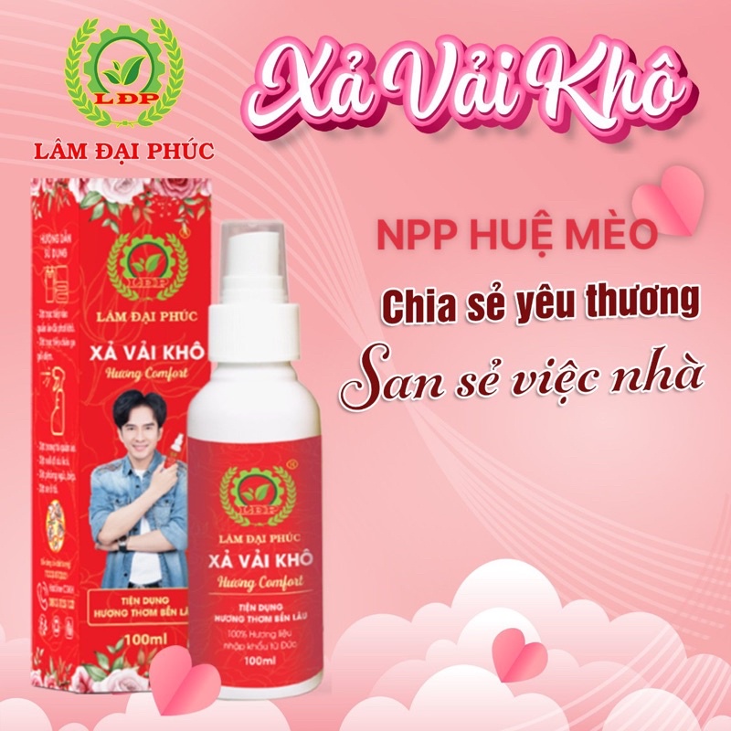 Xả vải khô, xịt thơm quần áo Lâm Đại Phúc, hương thơm màu đỏ