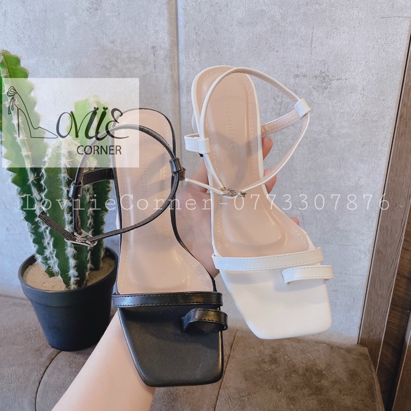 SANDAL CAO GÓT ĐẾ VUÔNG LOVIIECORNER - SANDAL QUAI MẢNH XỎ NGÓN - GIÀY SANDAL NỮ XỎ NGÓN - SANDAL 3 PHÂN G210701