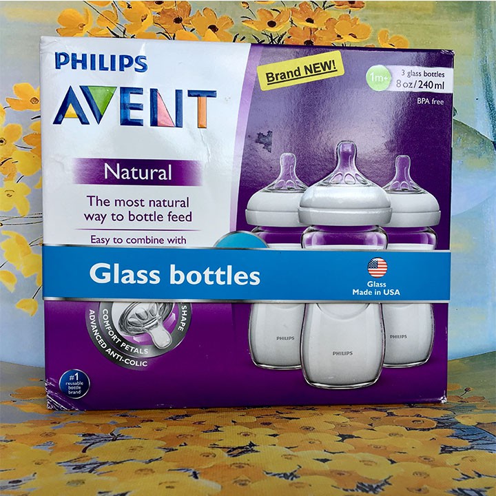 (Hàng Oder) Bình sữa thủy tinh Avent 240ml