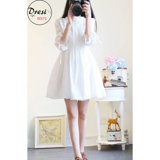 [Chất Xịn] Váy Trắng Xòe, Đầm Tiểu Thư Hàn Quốc Đáng Yêu Dễ Thương