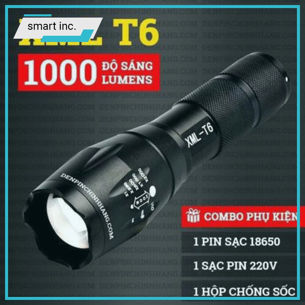 Đèn Pin Siêu Sáng Bóng Led Xml T6 Police Mini 🏆HOT🏆 Cầm Tay Chống Nước Chiếu Xa Đến 500m Trọng Lượng 180g