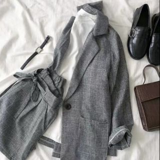 ❌Set Áo khoác blazer caro, quần ngắn thắt nơ