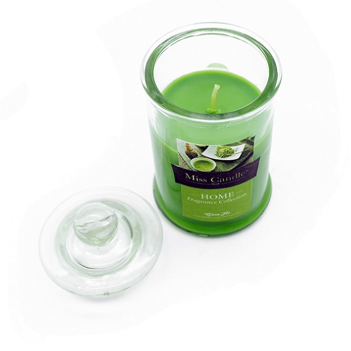 Nến thơm ly thủy tinh D6H11 Miss Candle FTRAMART MIC5678 95g Green Tea (Xanh lá, hương trà xanh)