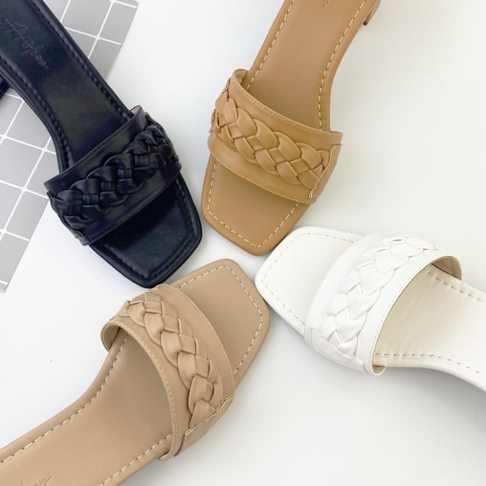 . Dép cao gót nữ đế vuông dáng guốc sandal cao 5 phân quai ngang thời trang chính hãng HISHOO S054 ;