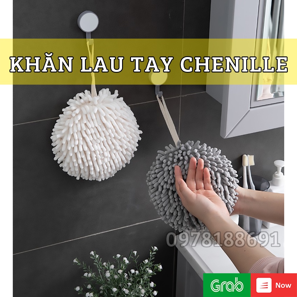 Khăn Lau Tay Siêu Thấm Hút Dáng Tròn Vải Chenille Treo Nhà Tắm