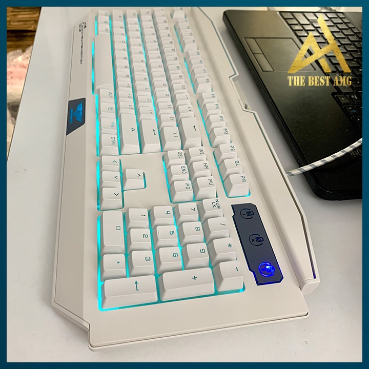 Bàn Phím Máy Tính Gaming Keycap Xuyên Led Đổi Màu Newmen GM100 Màu Trắng Giả Cơ Laptop Có Dây Keyboard Chơi Game