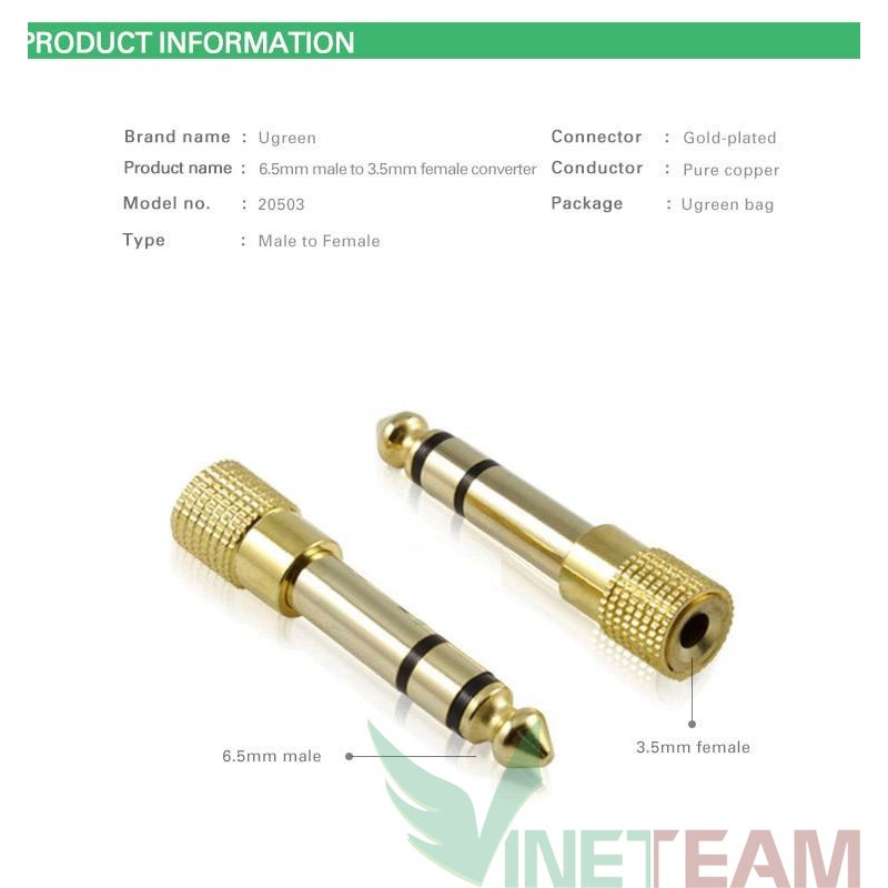 Jack chuyển tín hiệu cổng loa 6.5mm dương ra 3.5mm âm - Đầu chuyển cổng 6.5 sang 3.5mm -dc3125