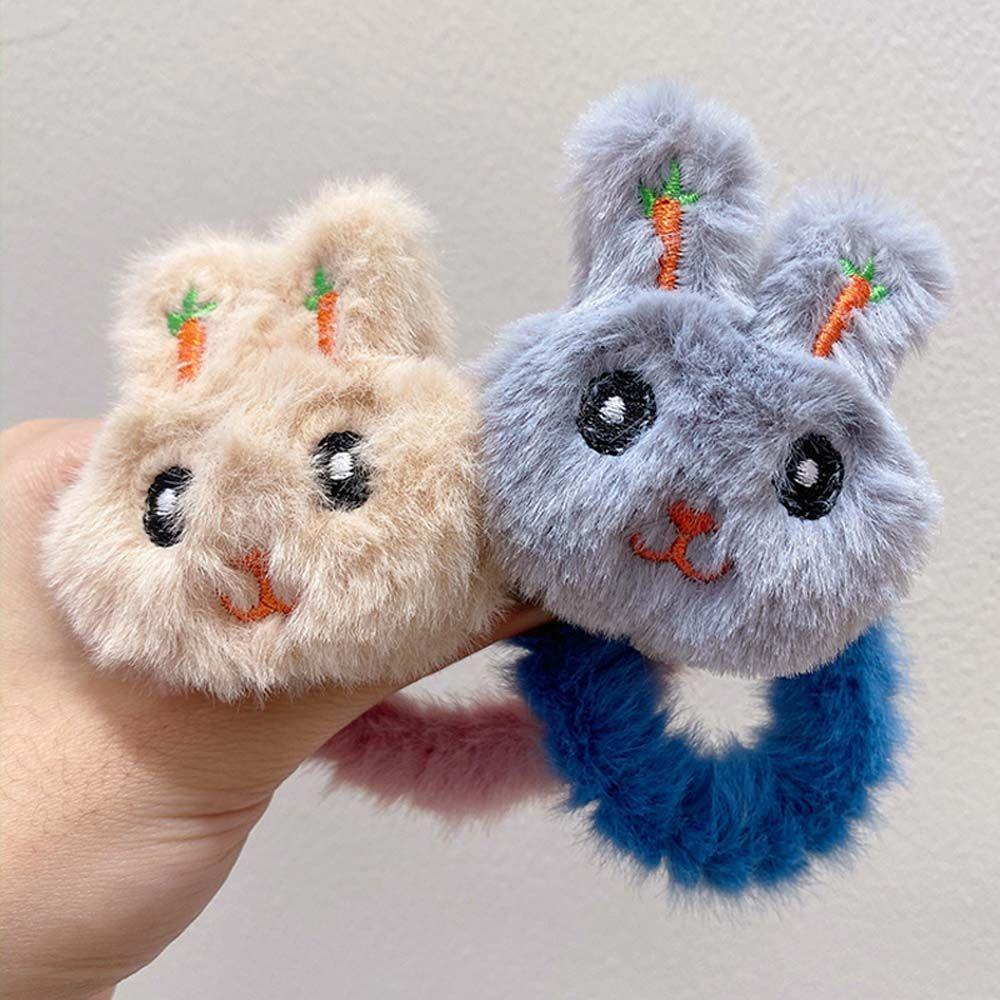 TWINKLE Dây Cột Tóc Co Giãn Hình Thỏ Bông Mềm Mại Cho Nữ
