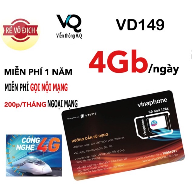 [RẺ VÔ ĐỊCH] sim 4g vinaphone vd89 vd149 12 tháng