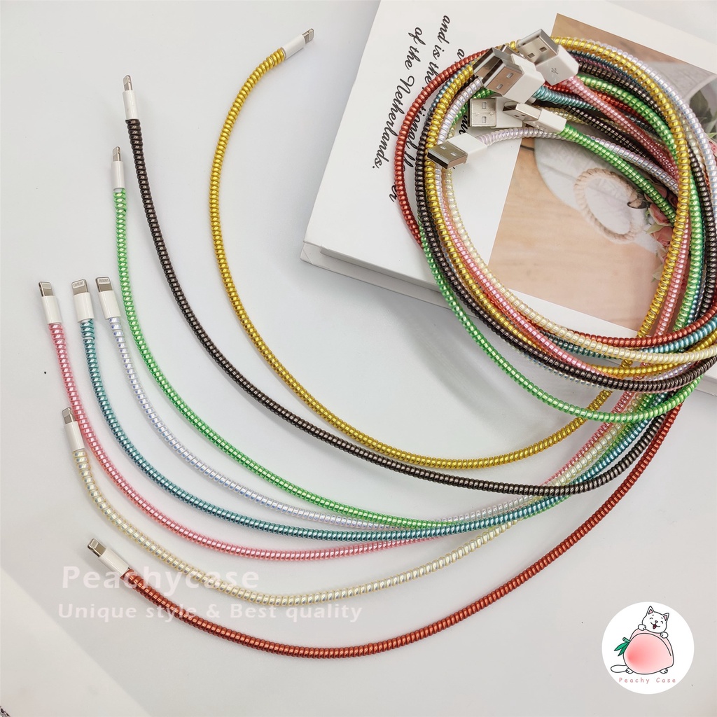 Vỏ Bọc Bảo Vệ Cáp Sạc USB Mạ Điện Cho iPhone Type-C Android iPad