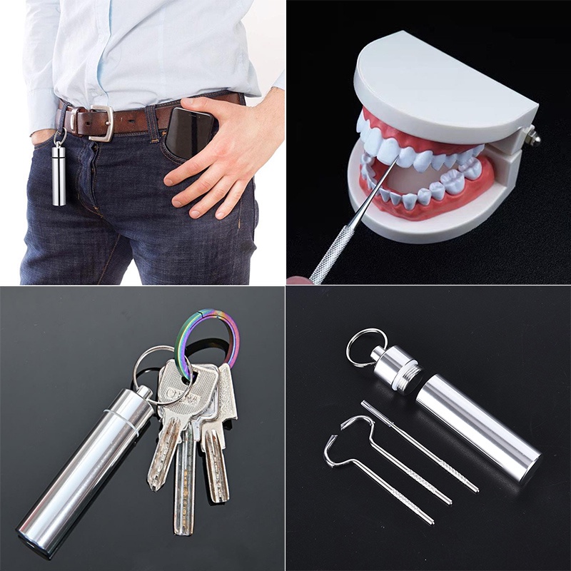 Bộ 3 Hộp Đựng Tăm Xỉa Răng Bằng Thép Không Gỉ Tiện Lợi