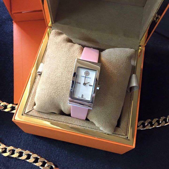 Đồng Hồ Nữ Tory Burch Silver/Pink Buddy Swiss Made Leather TRB2004