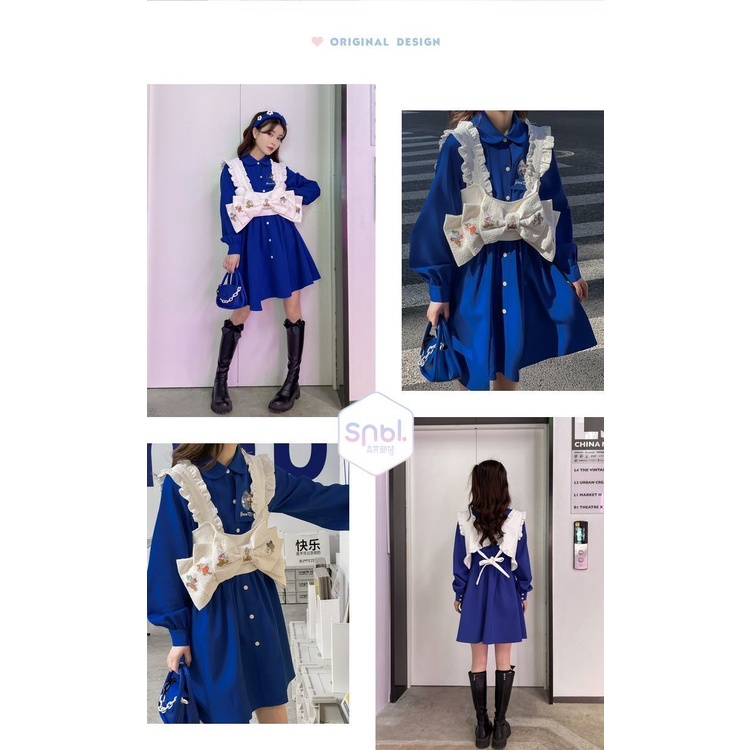 Đầm In Hoạt Hình Phối Nơ Phong Cách Nhật Bản Xinh Xắn Dành Cho Nữ