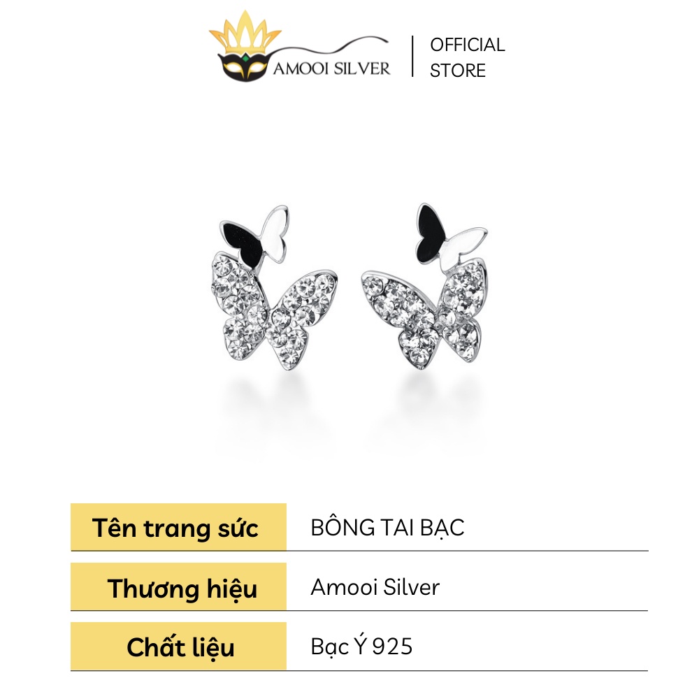 Bông tai bạc S925 đôi bướm - Amooi Silver AB179