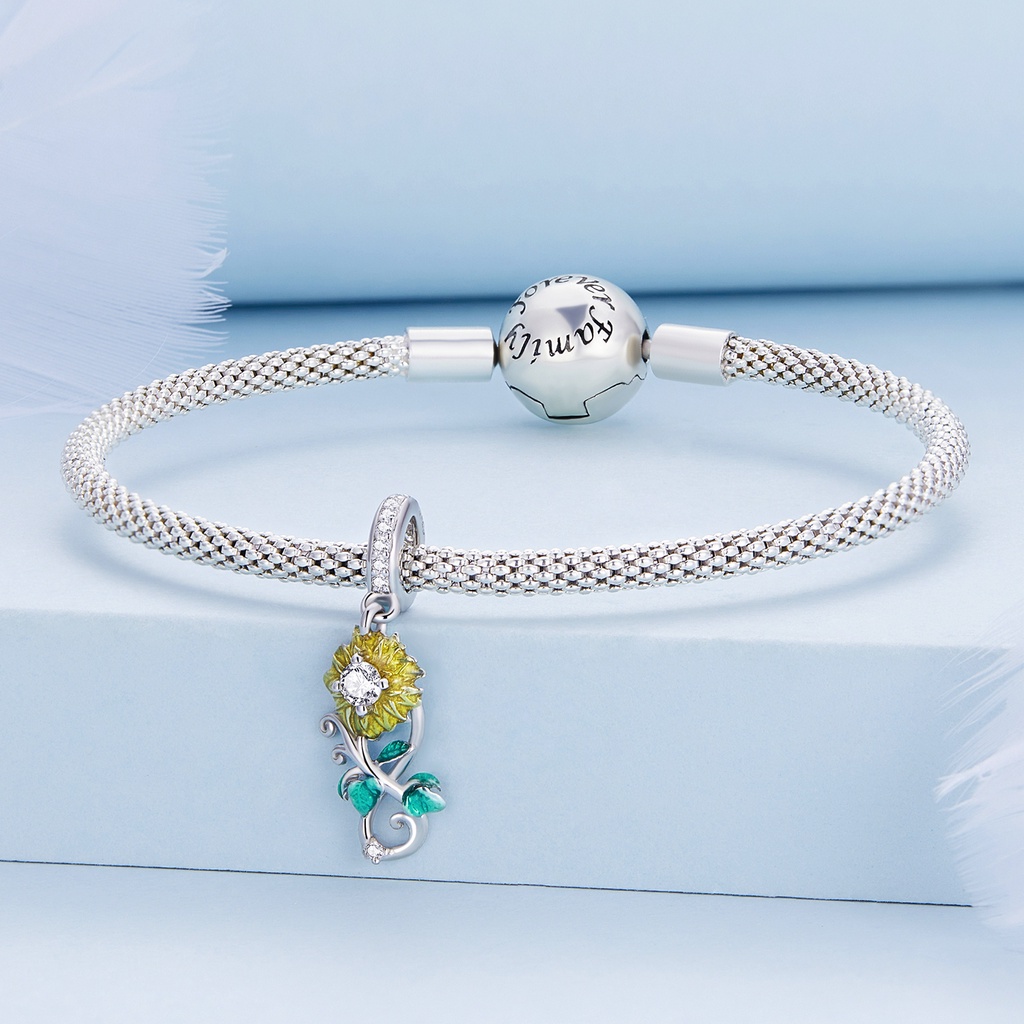 BAMOER Hạt Xỏ Lỗ Bằng Bạc 925 Dùng Làm Trang Sức Thời Trang DIY