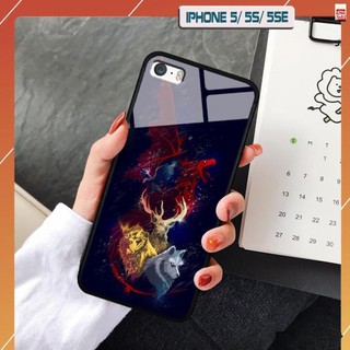 Ốp lưng kính 3D Iphone 5/5S/5SE cute